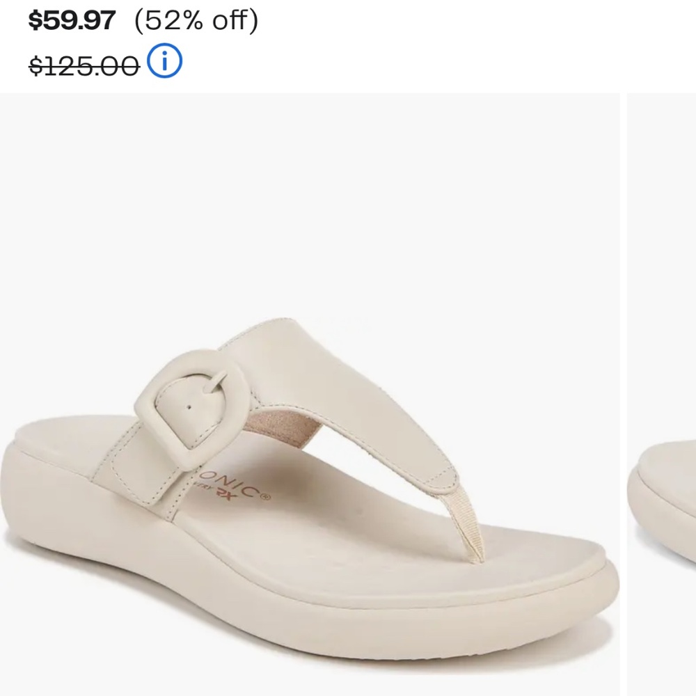 New in box Vionic Sandals size 6, shade “cream”